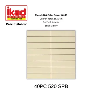 Keramik Ikad Precut 40PC 520SPB - 40x40cm. 5x20cm. Beige Glossy