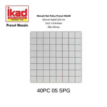 Keramik Ikad Precut 40PC 05SPG - 40x40cm. 5x5cm. Abu Glossy