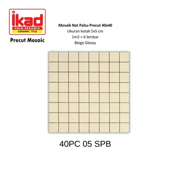 Keramik Ikad Precut 40PC 05SPB - 40x40cm. 5x5cm. Beige Glossy