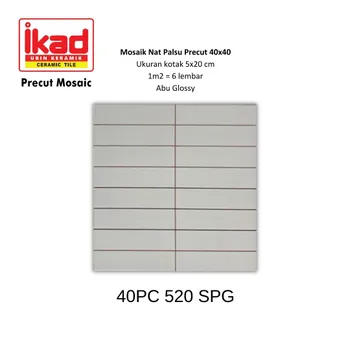 Keramik Ikad Precut 40PC 520SPG - 40x40cm. 5x20cm. Abu Glossy