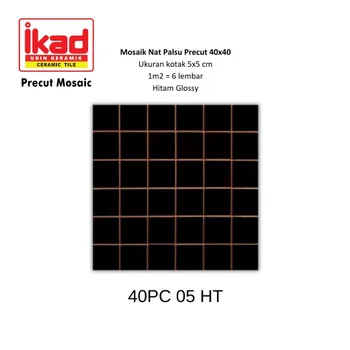 Keramik Ikad Precut 40PC 05HT - 40x40cm. 5x5cm. Hitam Glossy