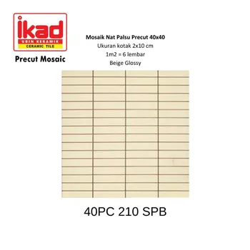 Keramik Ikad Precut 40PC 210SPB - 2.5x10cm. 40x40cm. Beige Glossy