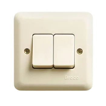 Aksesoris Listrik Broco Saklar Double 2G 6622 Cream