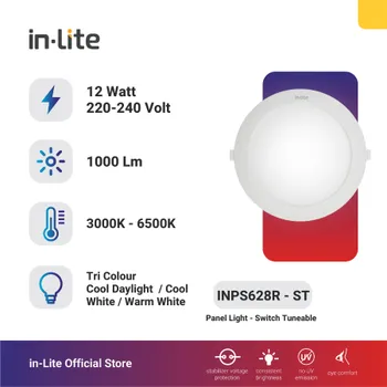 Lampu  Armatur In-Lite Switch Tuneable Panel Light / INPS628R ST / 12 Watt