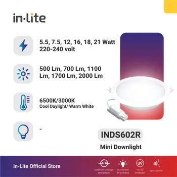 Lampu  Armatur In-Lite Slim Downlight / INDS602R / 18 Watt