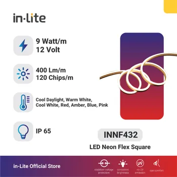 Lampu  Armatur In-Lite Neon Flex Square / INNF432 / 9 Watt - Cool Day Light