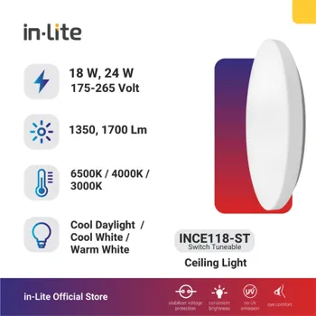 Lampu  Armatur In-Lite Ceiling Switch Tuneable / INCE118-ST / 18 Watt