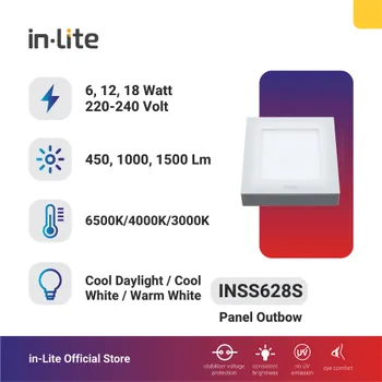 Lampu  Armatur In-Lite Outbow Panel Light / INSS628S / 18 Watt