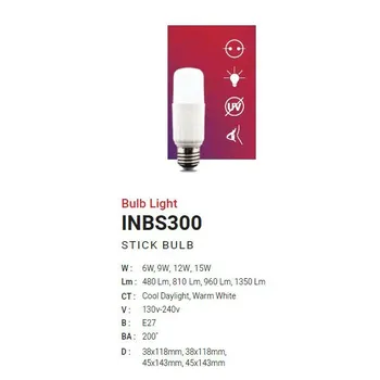 Lampu  Armatur In-Lite Stick Bulb / INBS300 / 9 Watt
