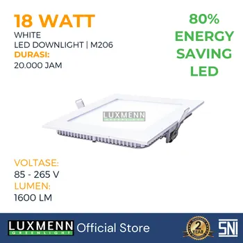 Lampu  Armatur Luxmenn LUX-M206 / 18 Watt / Inbow Kotak - Tipe Downlight - Putih 6000k