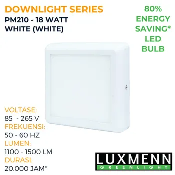 Lampu  Armatur Luxmenn LED LUX - PM210 / 18 Watt / Lampu Downligt Outbow / Kotak - Putih ( 6000k )
