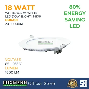 Lampu  Armatur Luxmenn LUX-M106 / 18 Watt / Inbow Bulat - Tipe Downlight - Kuning 3000k