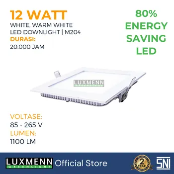 Lampu  Armatur Luxmenn LUX-M204 / 12 Watt / Inbow Kotak - Tipe Downlight - Putih 6000k