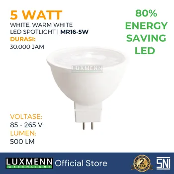 Lampu  Armatur Luxmenn LUX-MR16 / 5 Watt - Tipe Spotlight - Putih 6000k