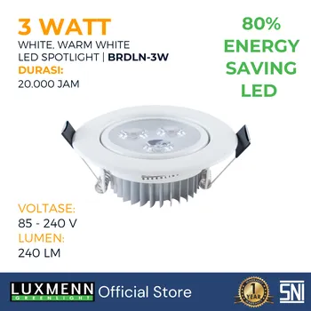 Lampu  Armatur Luxmenn LED LUX - BRDLN / 3 Watt / Lampu Sorot Spotlight - Warm White ( 3000k )