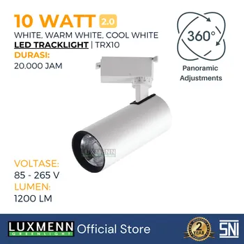Lampu  Armatur Luxmenn LUX-TRX10-BW / 10 Watt / Track Light Body White - Tipe Spotlight - Putih 6000k