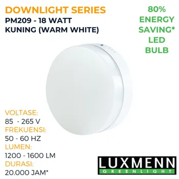 Lampu  Armatur Luxmenn LED LUX - PM209 / 18 Watt / Lampu Downlight Outbow / Bulat - Putih ( 6000k )