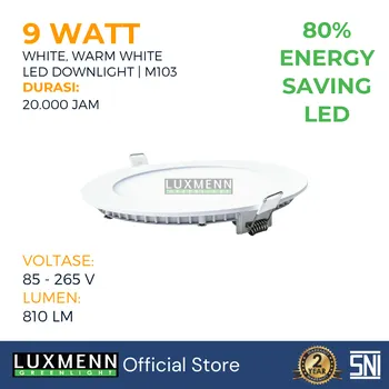 Lampu  Armatur Luxmenn LUX-M103 / 9 Watt / Inbow Bulat - Tipe Downlight - Putih 6000k