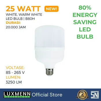 Lampu  Armatur Luxmenn LUX-B80H / 25 Watt / Fitting E27 - Tipe Bohlam - Putih 6000k