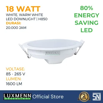 Lampu  Armatur Luxmenn LUX-H850 / 18 Watt / Inbow Bulat - Tipe Downlight - Putih 6000k