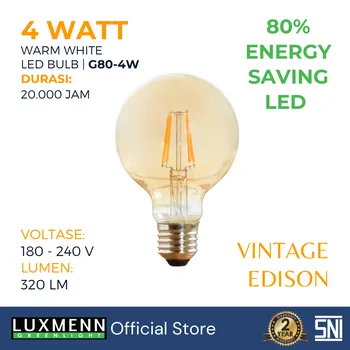 Lampu  Armatur Luxmenn Filamen Edison LUX-G80 / 4 Watt / Fitting E27 - Tipe Bohlam