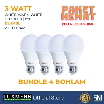 Lampu  Armatur Luxmenn LED LUX - PROMOB50H / 3 Watt / 4 Pcs / E27 / Bohlam - Putih ( 6000k )