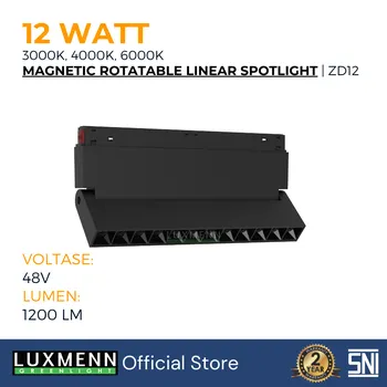 Lampu  Armatur Luxmenn LED LUX - ZD12 / 12 Watt / Magnetic Track Light Rotatable Linear Floodlight - White ( 6000k )