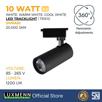 Lampu  Armatur Luxmenn LUX-TRX10-BB / 10 Watt / Track Light Body Black - Tipe Spotlight - Cool White 4000k