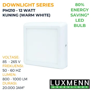 Lampu  Armatur Luxmenn LED LUX - PM210 / 12 Watt / Lampu Downlight Outbow / Kotak - Putih ( 6000k )