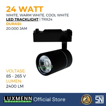 Lampu  Armatur Luxmenn LUX-TRX24-BB / 24 Watt / Track Light Body Black - Tipe Spotlight - Kuning 3000k