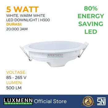 Lampu  Armatur Luxmenn LUX-H300 / 5 Watt / Inbow Bulat - Tipe Downlight - Putih 6000k