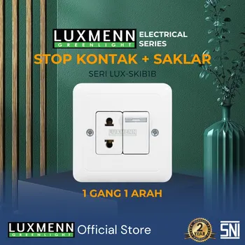 Outlet Listrik Luxmenn LUXMENN Stop Kontak Saklar Lampu Engkel Stop 1 Gang 1 Arah Seri SKIB1B - Putih