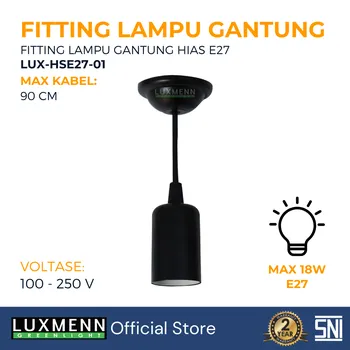 Lampu  Armatur Luxmenn LUX-HSE27-01 / Lampu Gantung Besi / E27 / Black - Hitam