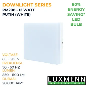 Lampu  Armatur Luxmenn LED LUX - PM208 / 12 Watt / Lampu Downlight Outbow / Kotak - Kuning ( 3000k )