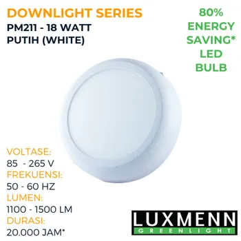 Lampu  Armatur Luxmenn LED LUX - PM211 / 18 Watt / Lampu Downlight Outbow / Bulat - Kuming ( 3000k )
