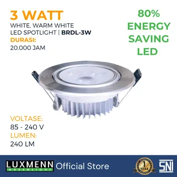Lampu  Armatur Luxmenn LED LUX - BRDL / 3 Watt / Lampu Sorot Spotlight - White ( 6000k )