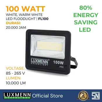 Lampu  Armatur Luxmenn LED LUX - FL100 / 100 Watt / Lampu Sorot Flood Light - Kuning ( 3000k)