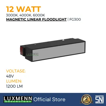Lampu  Armatur Luxmenn LED LUX - FG300 / 12 Watt / Magnetic Track Light Linear Flood Light - Warm White ( 3000k )