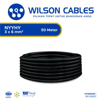 Kabel Listrik Wilson NYYHY 3x6mm2 50 meter - Hitam