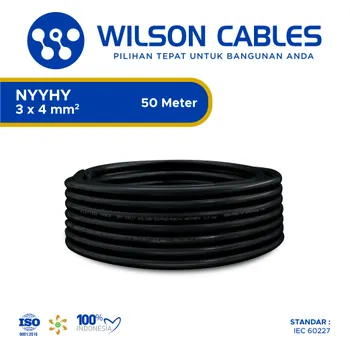 Kabel Listrik Wilson NYYHY 3x4mm2 50 meter - Hitam