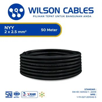 Kabel Listrik Wilson NYY 2x2.5mm2 50 meter - Hitam