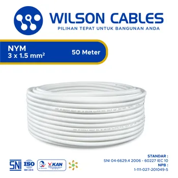 Kabel Listrik Wilson NYM 3x1.5mm2 50 meter - Putih