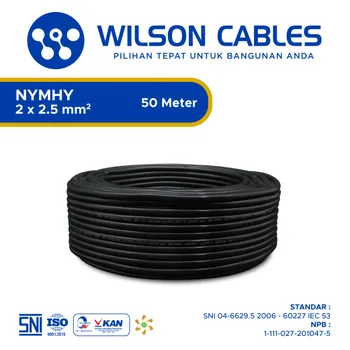 Kabel Listrik Wilson NYMHY 2x2.5mm2 50 meter - Hitam