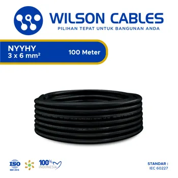 Kabel Listrik Wilson NYYHY 3x6mm2 100 meter - Hitam