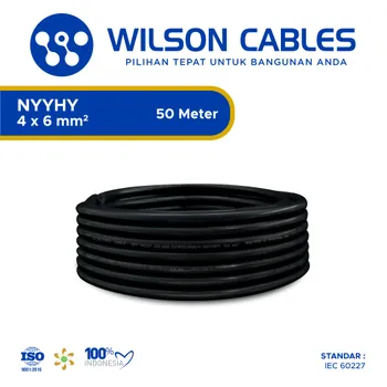 Kabel Listrik Wilson NYYHY 4x6mm2 50 meter - Hitam