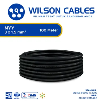 Kabel Listrik Wilson NYY 3x1.5mm2 100 meter - Hitam