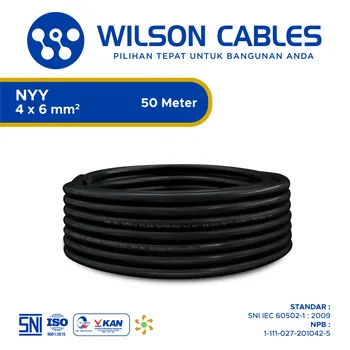 Kabel Listrik Wilson NYY 4x6mm2 50 meter - Hitam