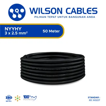 Kabel Listrik Wilson NYYHY 3x2.5mm2 50 meter - Hitam