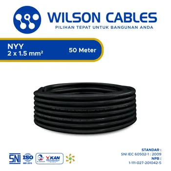 Kabel Listrik Wilson NYY 2x1.5mm2 50 meter - Hitam