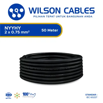 Kabel Listrik Wilson NYYHY 2x0.75mm2 50 meter - Hitam